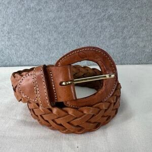 VTG Woman’s sz S Leather Braided Woven Belt Brown BOHO Western Festival Rodeo